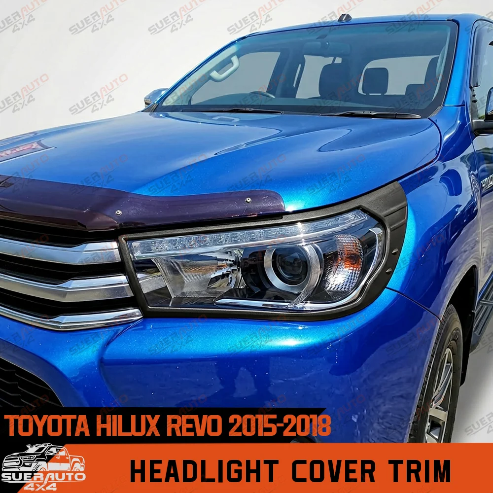 

Headlight Cover Trim for Toyota Hilux REVO Invincible Invincible X 2015-2018 Matte Black Front Lamp Cover Car Accessories
