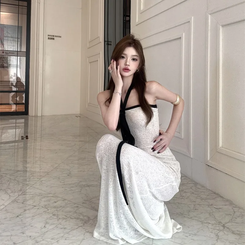 Dresses Sleeveless Womens Dress Red Elegant Spring Silk Sheer Perspective Transparent Ditsy Layered Picnic Lightweight Flowing