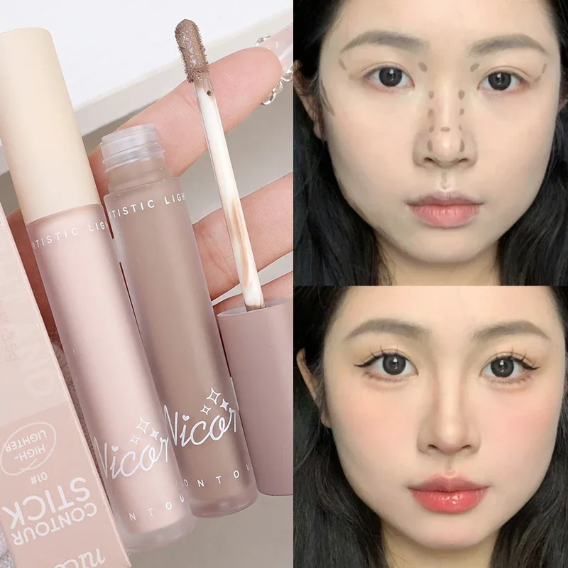 Moisturizing Liquid Contouring Stick Matte Waterproof Lasting Highlighter Grey Brown Nose Shadow Brightening Bronzer Face Makeup