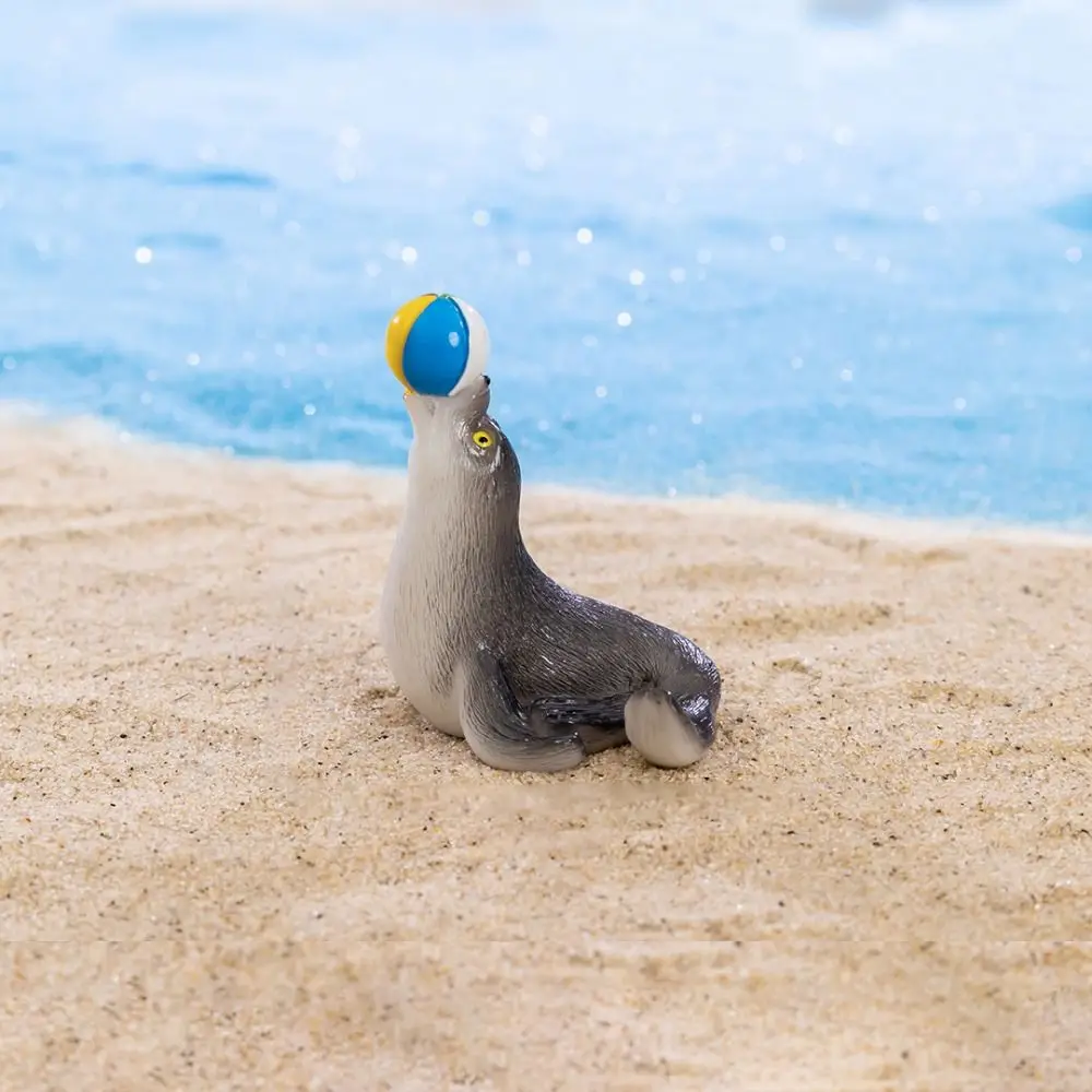 Sea Lion Figurine DIY Beach Microlandscape Mini Sea Animal Resin Figure Model Toy Statue Desktop Decoration