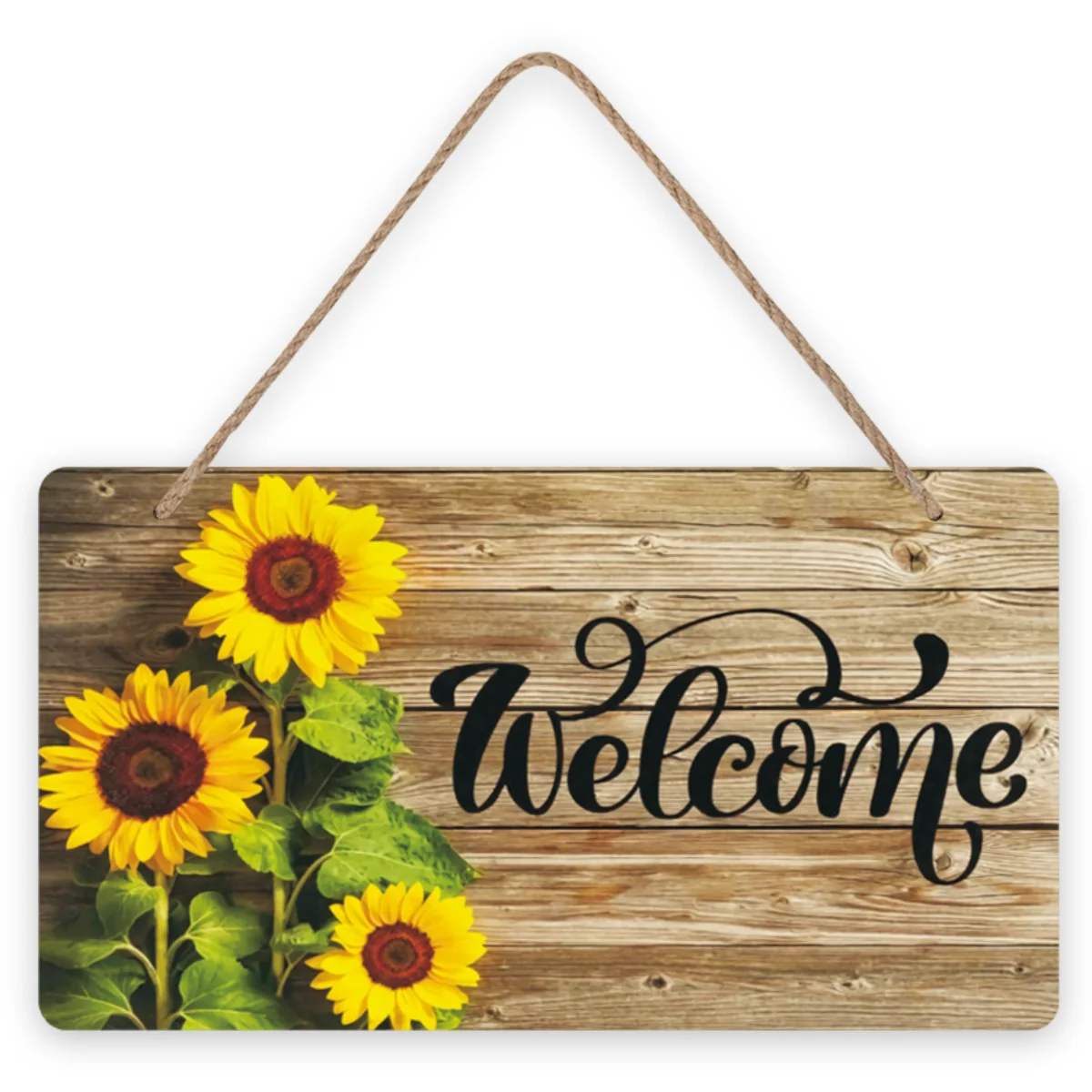 Welcome Sign Front Porch Decor - Sunflowers On Wooden Front Door Decor Wall Plaque House Welcome Wood Sign Porch Decorations