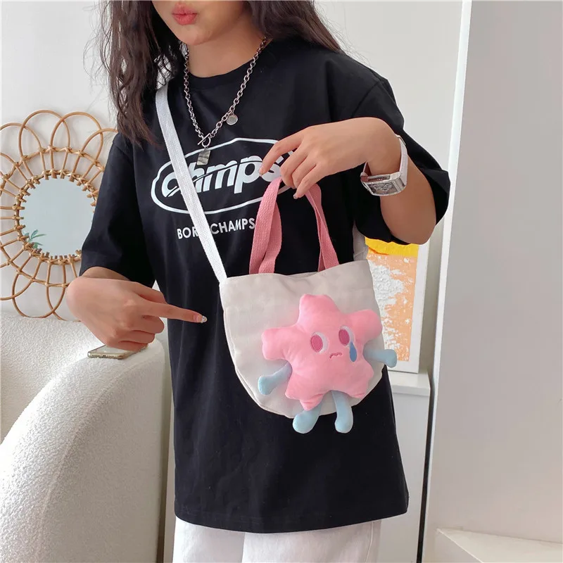 Sac en toile étoile de dessin animé mignon pour enfants, sac à dos Kawaii, sac à bandoulière pour fille, jouet beurre frais initié, anniversaire, Noël, nouveau