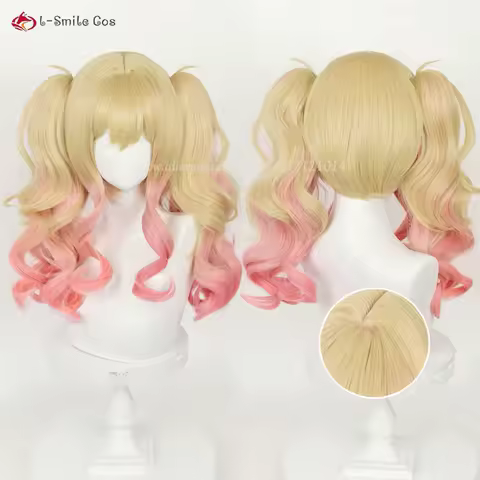 High Quality Tenma Saki Cosplay Wig 56cm Long Gradient Curly Double Ponytails Anime Wigs Heat Resistant Synthetic Hair + Wig Cap