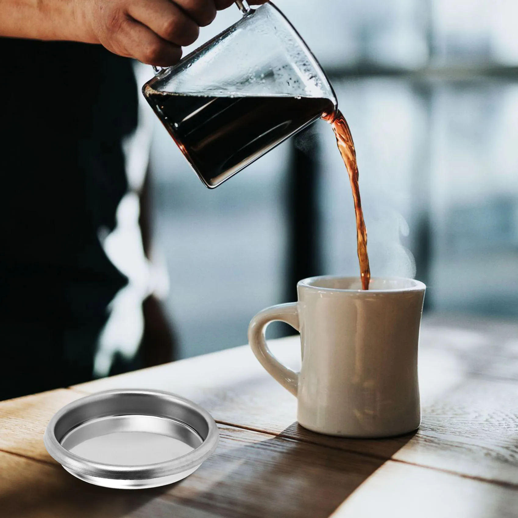 Filtro en blanco para máquina de café, accesorios de acero inoxidable para lavado a fondo, cuenco ciego, 58Mm