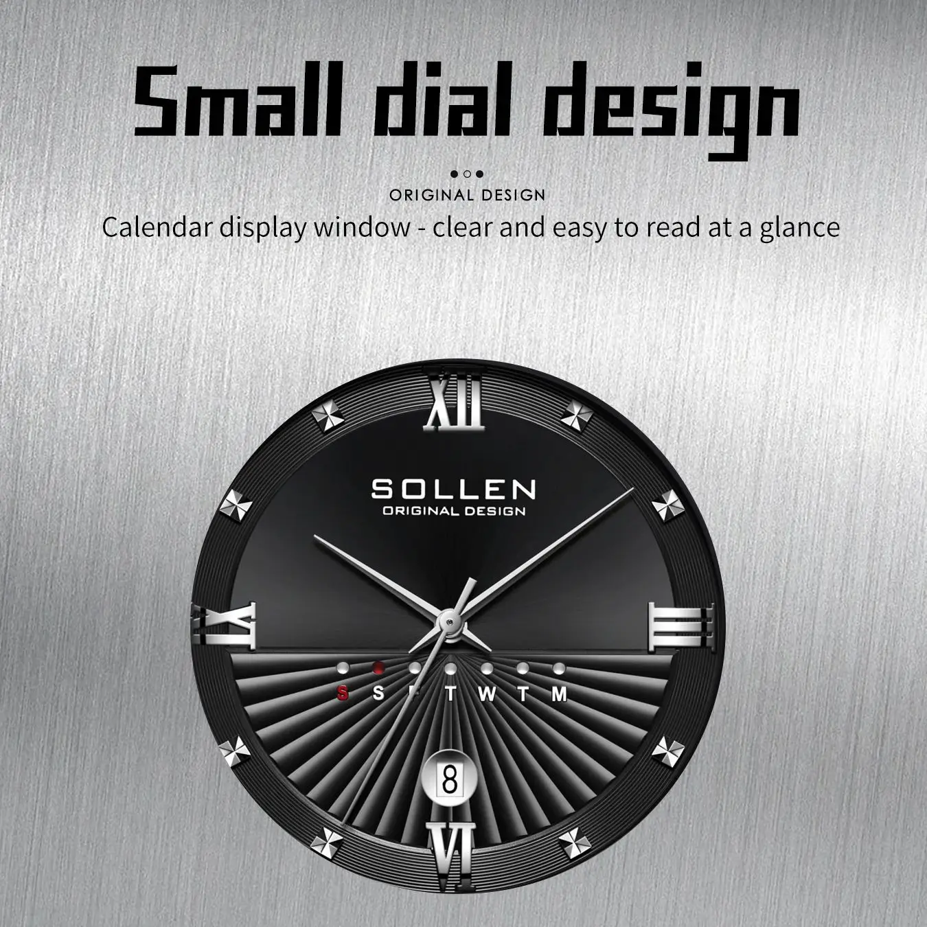 SOLLEN new men's quartz watch waterproof night light watch fashionable business men's watch