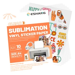 10 Sheets A4(8.3x11.7 Inches)Clear Sublimation Vinyl Sticker Paper for Sublimation Inkjet Printer, Transparent Decay Paper