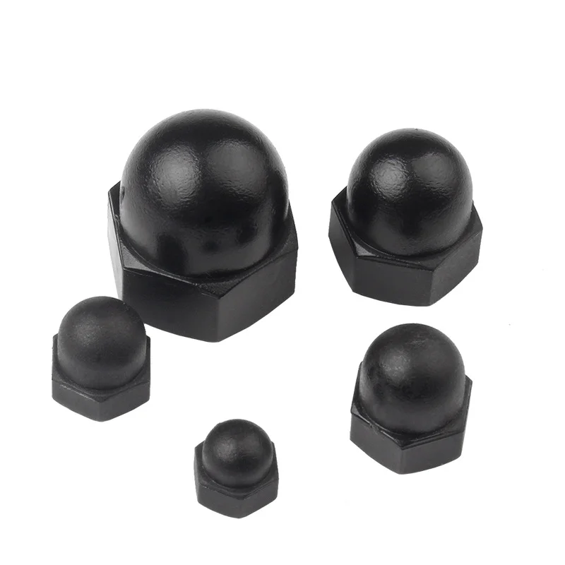 5/10/20PCS Pack 304 Stainless Steel Cap M3 M4 M5 M6 M8 M10 M12 M14 Shaped Cap Nuts DIN985 Anti Tooth Ball Head Cap Black Color