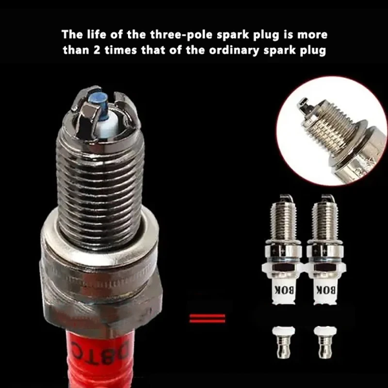 1PC 10mm Motorcycle Iridium Spark Plug Three Jaw Three-Pole Energy-saving Spark Plug For A7TC D8TC 110 125 150