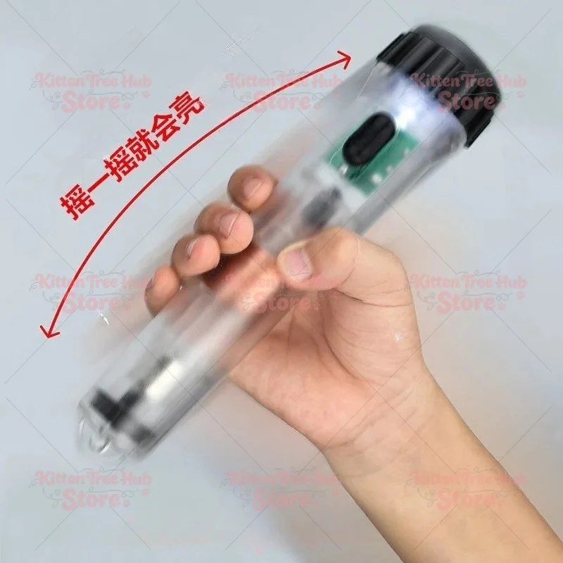 Hand-cranked Shaking Charging Farad Flashlight Strong Magnet Self-generated Transparent Emergency Fluorescent Student Flashlight