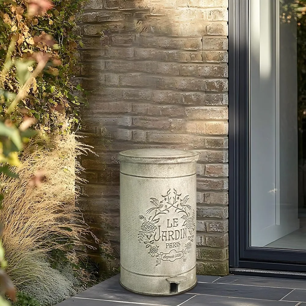 Bote de basura de metal comercial para exteriores con pedal, capacidad de 15 l/4 galones, ideal para centros comerciales y oficinas