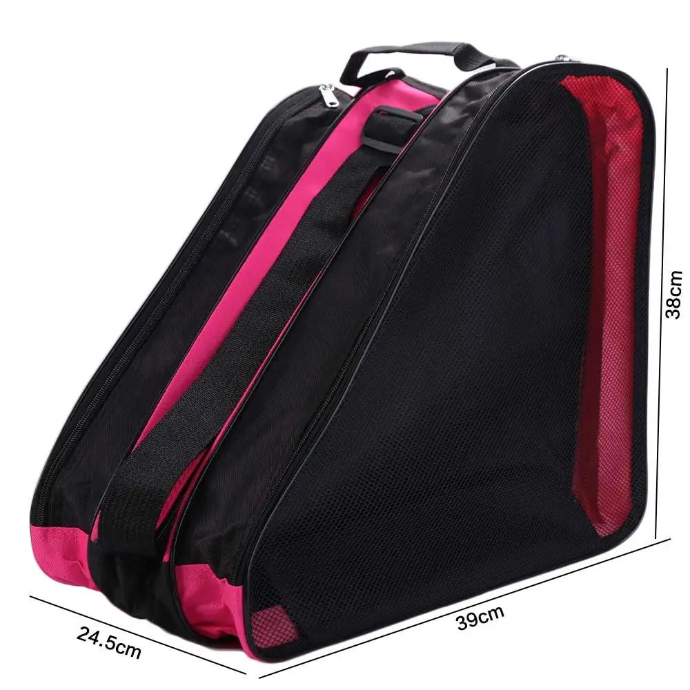Large Capacity Roller Skates Bag Storage Bag Oxford Cloth Skating Shoes Bag Breathable 3 Layers Ice Skating Pouch Outdoor Sports