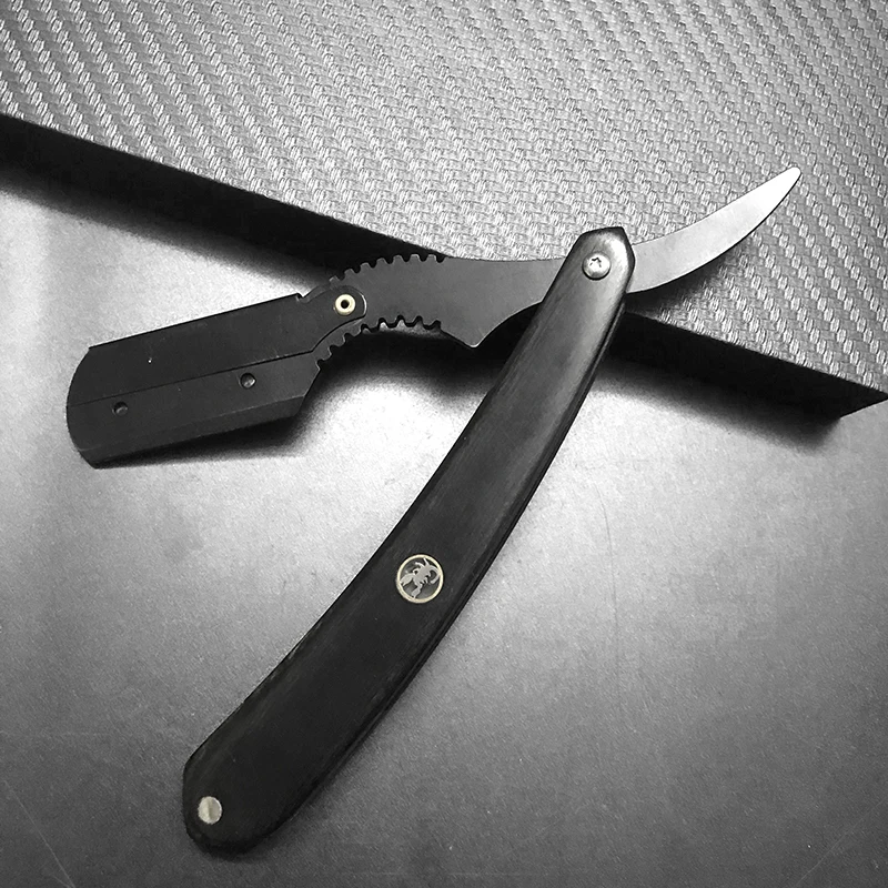 Pisau Cukur Lurus Hitam untuk Pria Gagang Kayu Alami Cocok untuk Pisau Cukur Dua Sisi Profesional dan Cukur Rapat Pisau Cukur Barber Grosir
