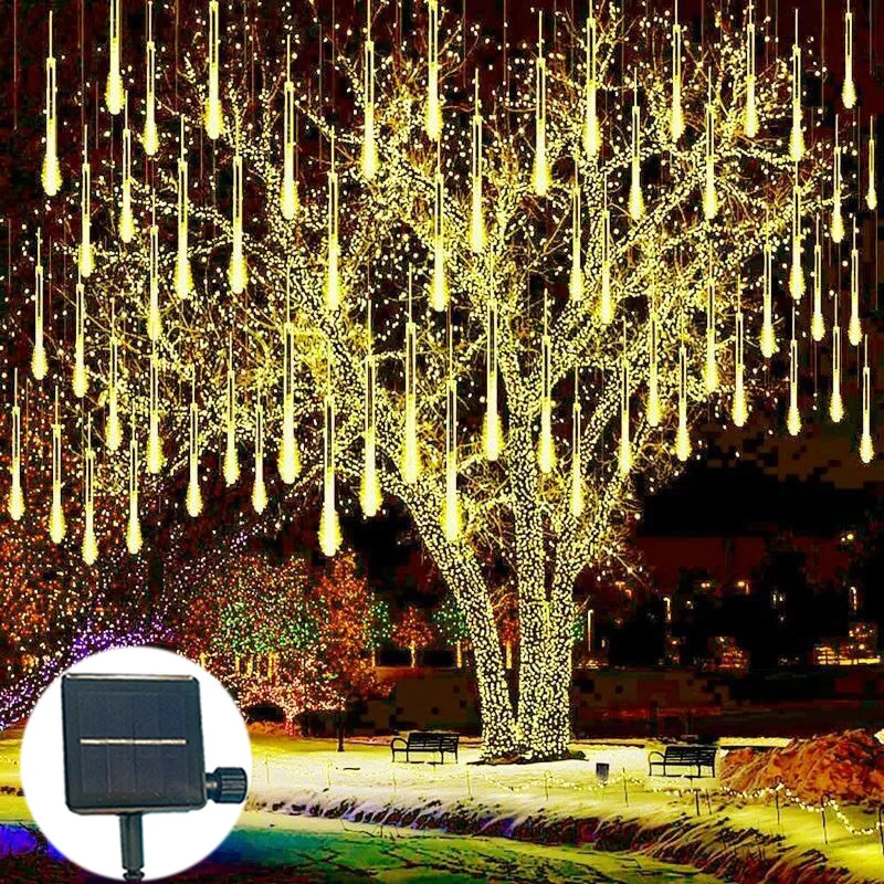 

Солнечные светодиодные гирлянды «Метеоритный дождь» с 8 трубками – гирлянды-капли для праздничной вечеринки, Нового года, фестиваля, уличного декора