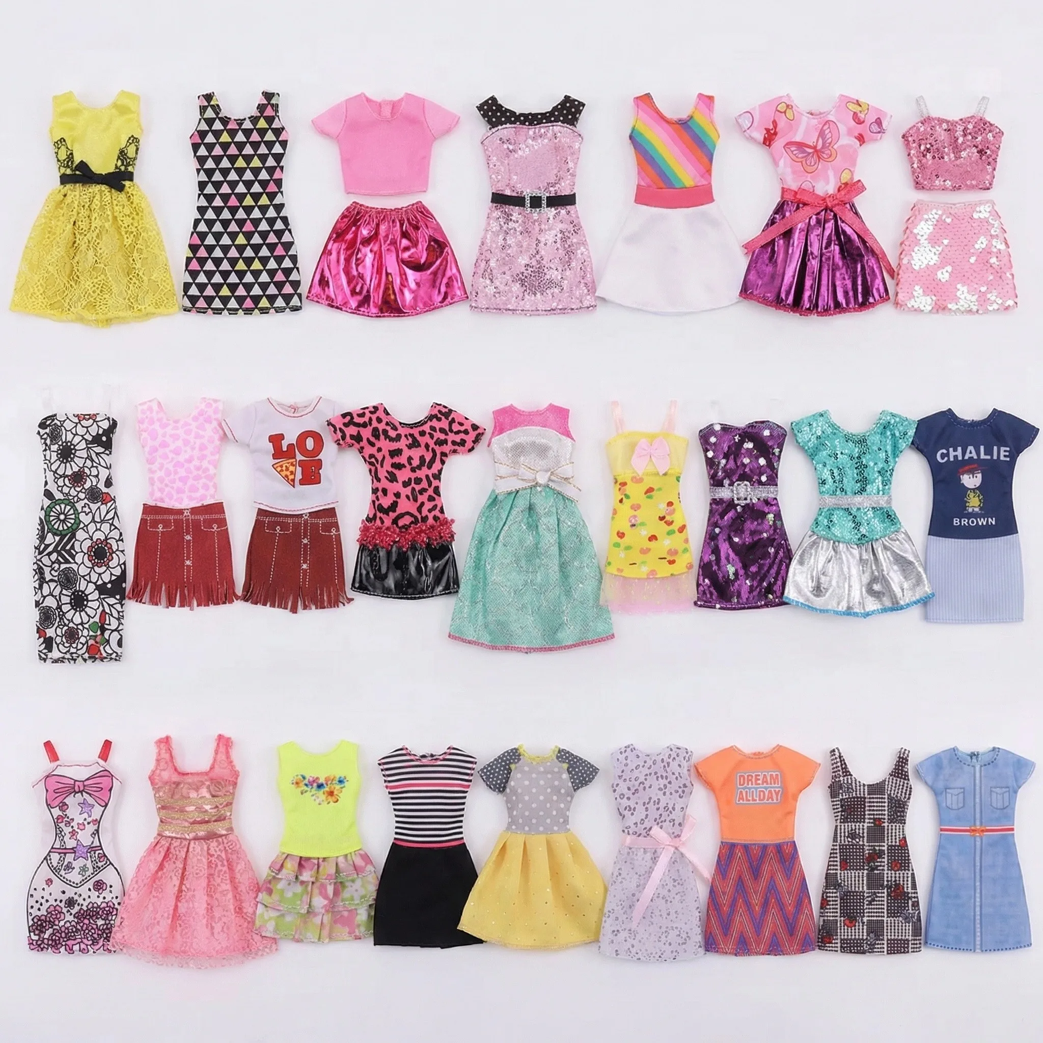 Random 10Pcs Doll Dresses Various Style Shoes Bags Pretty Cute Daily DIY Clothes For 30CM Doll&1/6 BJD Doll Accessories,Girl Toy