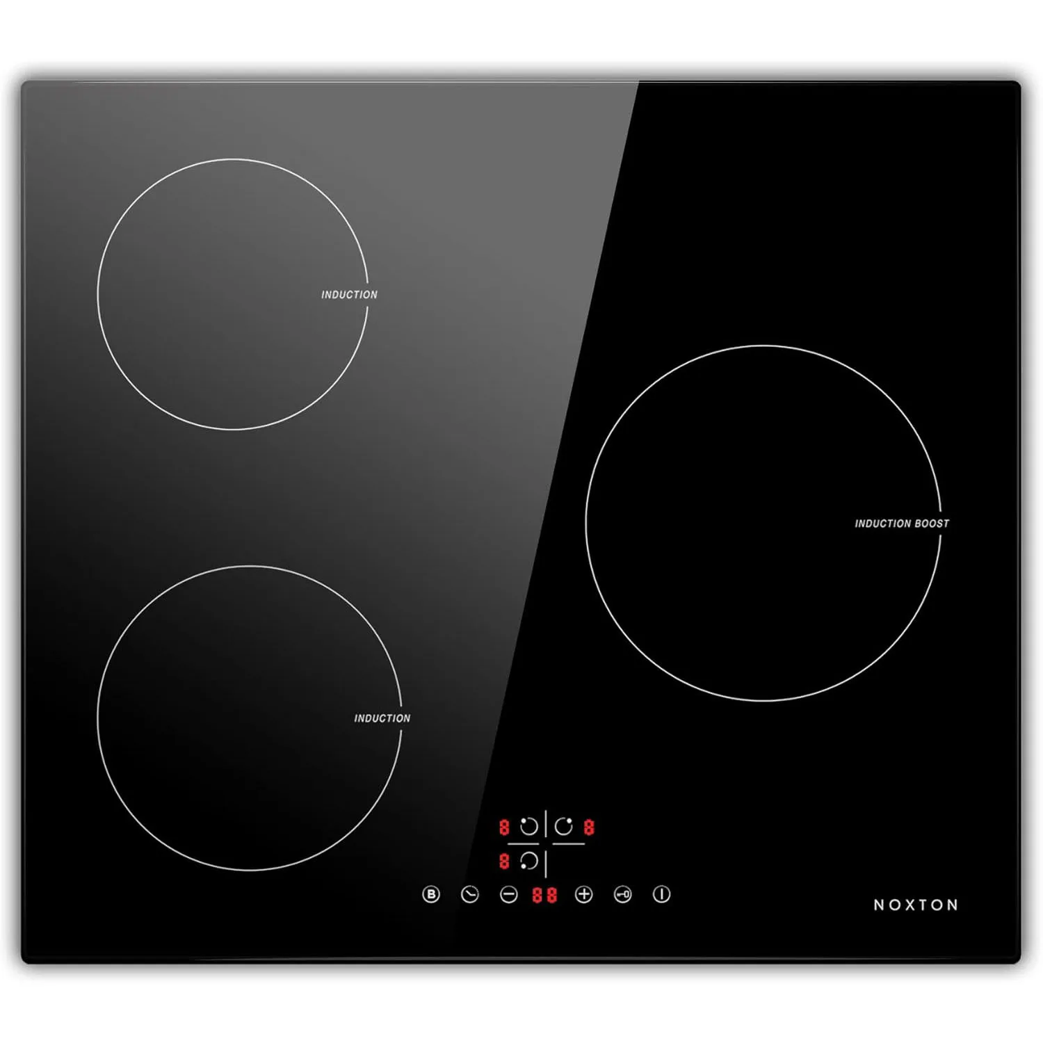 نوكستون موقد حثي 3 شعلات، موقد حثي مدمج 60 سم، فرن كهربائي مع تحكم باللمس، مؤقت، قفل أمان، 5200 وات، واي فاي