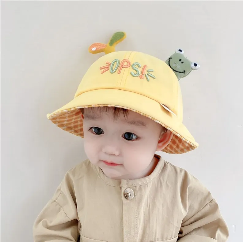 Baby Bucket Hat 2023 New For Kids Spring Outdoor Boys Girls Sun Hat Summer Cute Flog Toddler Children\'s Fisherman Cap Cotton