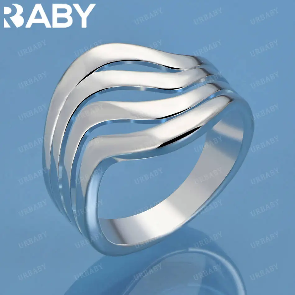 

URBABY стерлингового серебра 925 пробы, размер 6-10, дизайнерское широкое кольцо для женщин и мужчин, ювелирные изделия Grace, модные подарки на день рождения