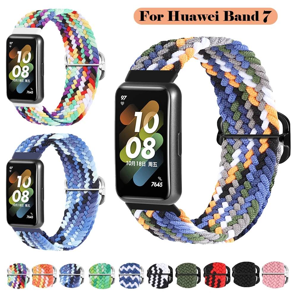 Strap For Huawei Band 7 Adjustable Elastic Nylon Braided Strap Men Women Replacement Bracelet Wristband For Huawei Band 7