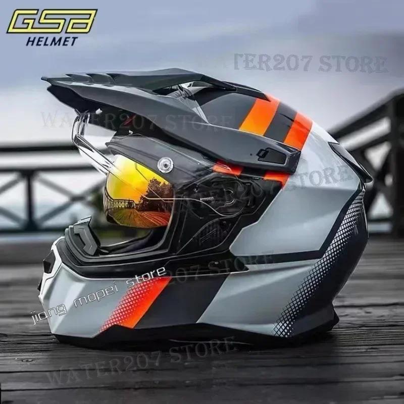 

Full Helmet Locomotive GSB Xp-22 New Off Road Rally Helmets Double Lens Motorcycle Four Seasons Helmets Capacete