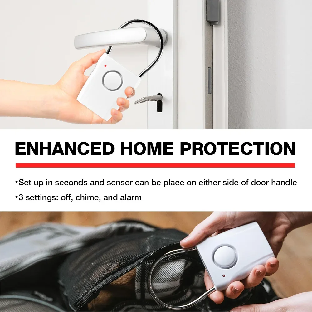 

Door Handle Alarm, 120dB Door/Window Sensor Alarm System, Door Alarm Burglar Protection for Door Handle Vibration for Home Hotel