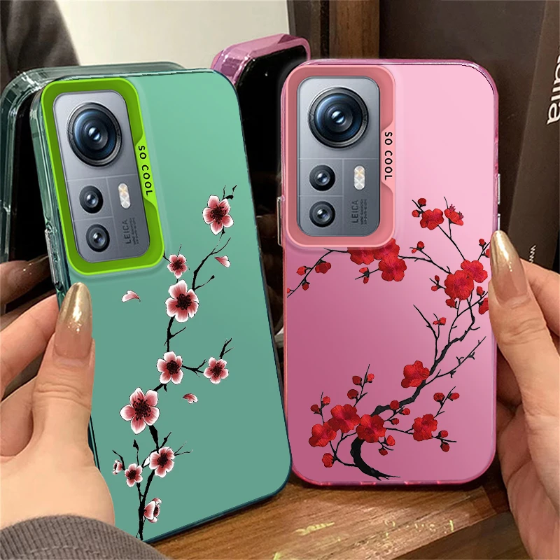 Bright Flowers For Redmi Note 13 12S 11S 10Lite Pro Max Plus 4G 5G Fashion Colorful Silver Phone Case