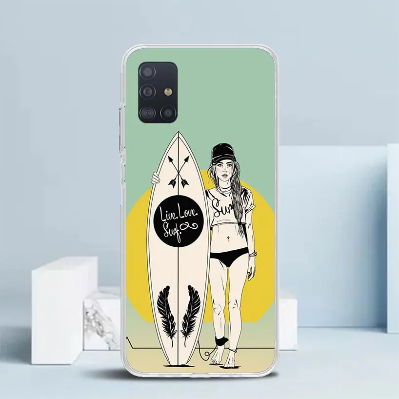 Surf Board Aesthetic Silicon Call Phone Case For Samsung Galaxy A51 A50S A71 A70 A41 A40 A31 A30 A21S A20E A10 A6 A7 A8 A9 Cover