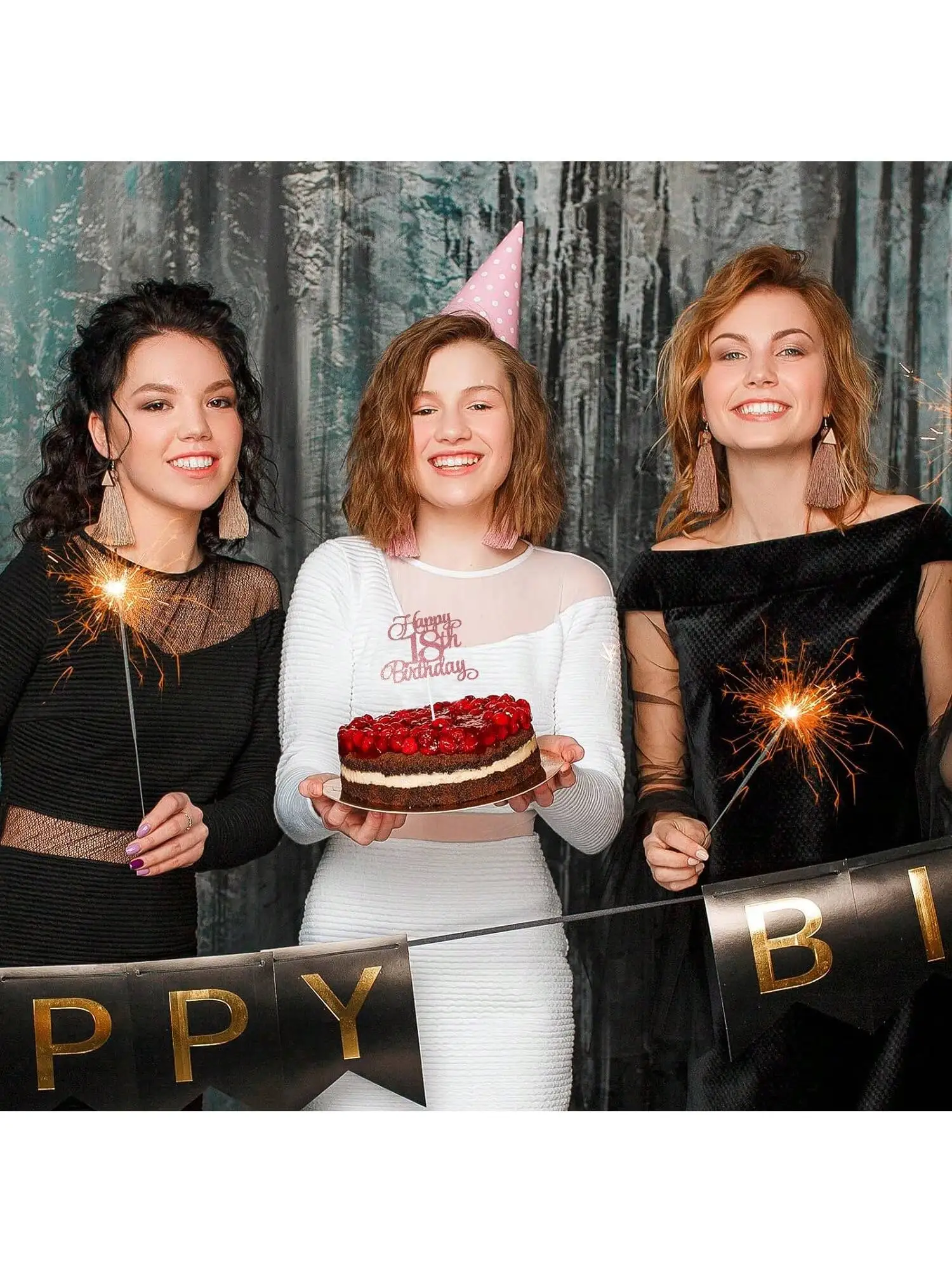 1 Stück Schwarzgold Happy 10 Birthday Cake Topper 10th 20th 30th 40th 50th 60th Loves & Wishes Partydekorationen für die Geburtstagsfeier – Detail 29