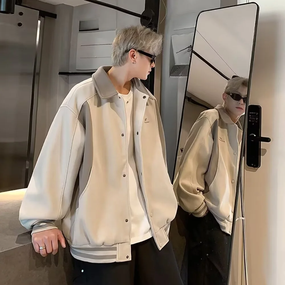 

American Retro Baseball Jaet Men's Casual Simple Match All Seasons Loose Fit Long Sve Zipper Closure No Hat Faion Top