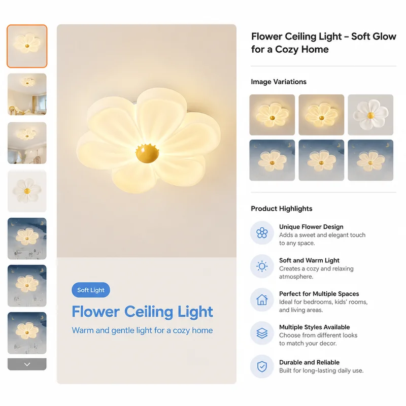 Flower Lamp Full Spectrum Eye-Caring LED Flush Mount Cream Style Floral Design Warm Romantic Bedroom Kids Room Ceiling Light