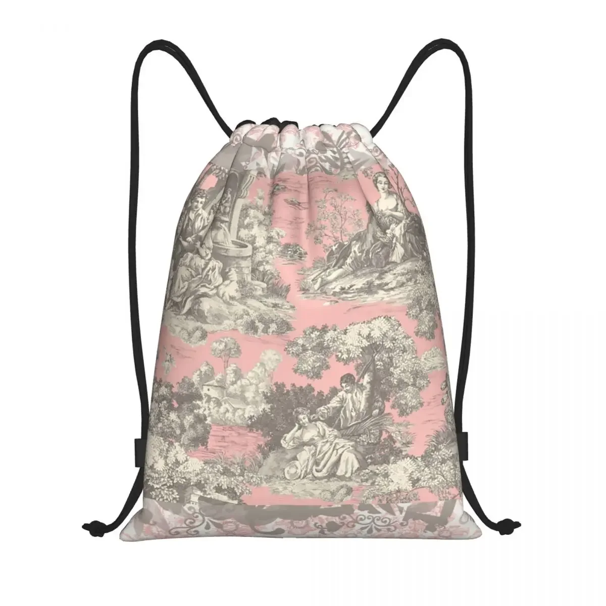 

Custom Toile De Jouy Vintage French Drawstring Backpack Bags Men Women Lightweight Gym Sports Sackpack Sacks for Yoga