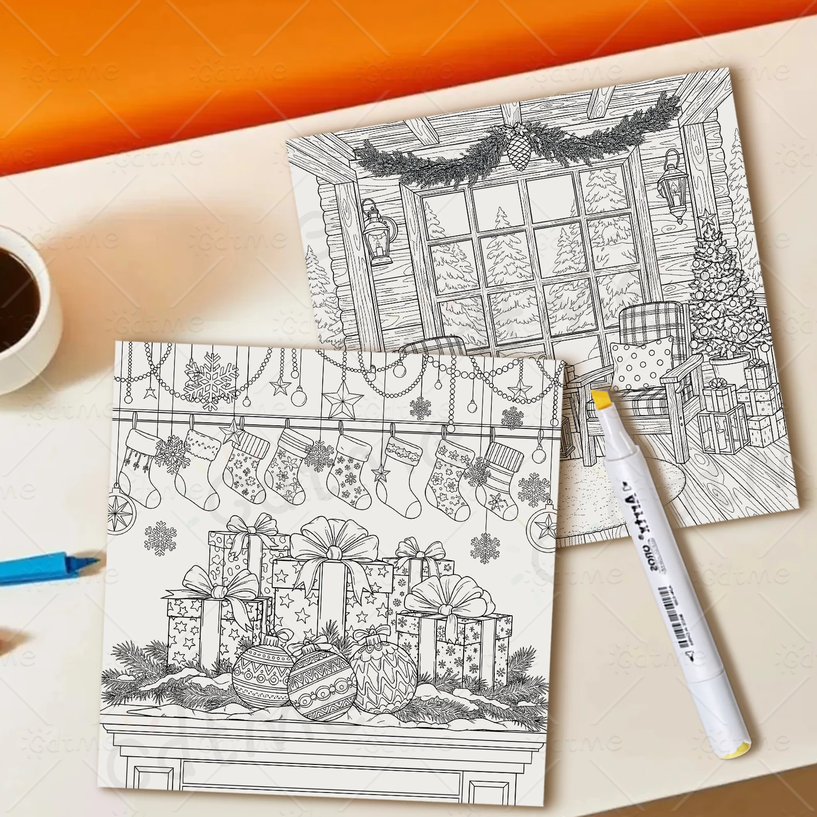 Frohe Weihnachten, süßes und einfaches Malbuch für Erwachsene, Zeichenbuch, perfektes Geschenk für Party und Geburtstag zur Entspannung und Angst – Detail 9
