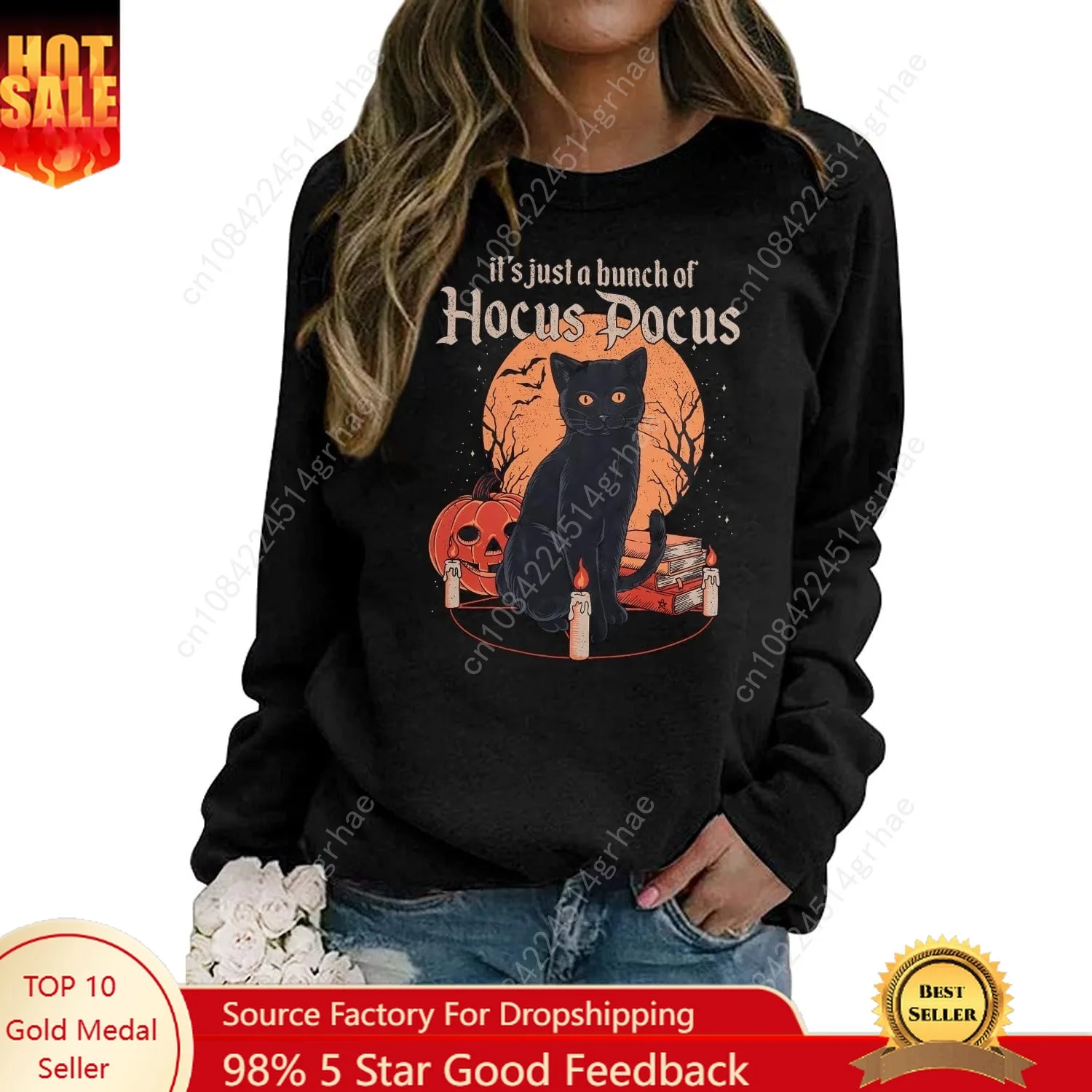 

Halloween Sweatshirts for Women Hocus Pocus Graphic Sweatshirt Halloween Long Sleeve Shirts