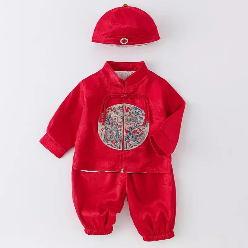 2024 جديد تانغ الصينية التقليدية زي لحديثي الولادة طفل الفتيان هدية عيد ميلاد الملابس عيد الميلاد طويلة الأكمام الأطفال تانغ دعوى