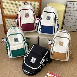 Large-capacity Backpack for Women Japanese Style Contrasting Color Trendy Brand College Student Bag Casual Travel Computer Bag