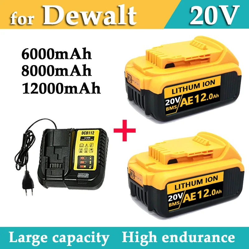 DCB200 20V Battery For Dewalt Screwdriver 20V 12Ah DCB184 Battery Lithium-ion DCB612 DCB609 DCB205 DCB200 DCB182 for Dewalt 20V