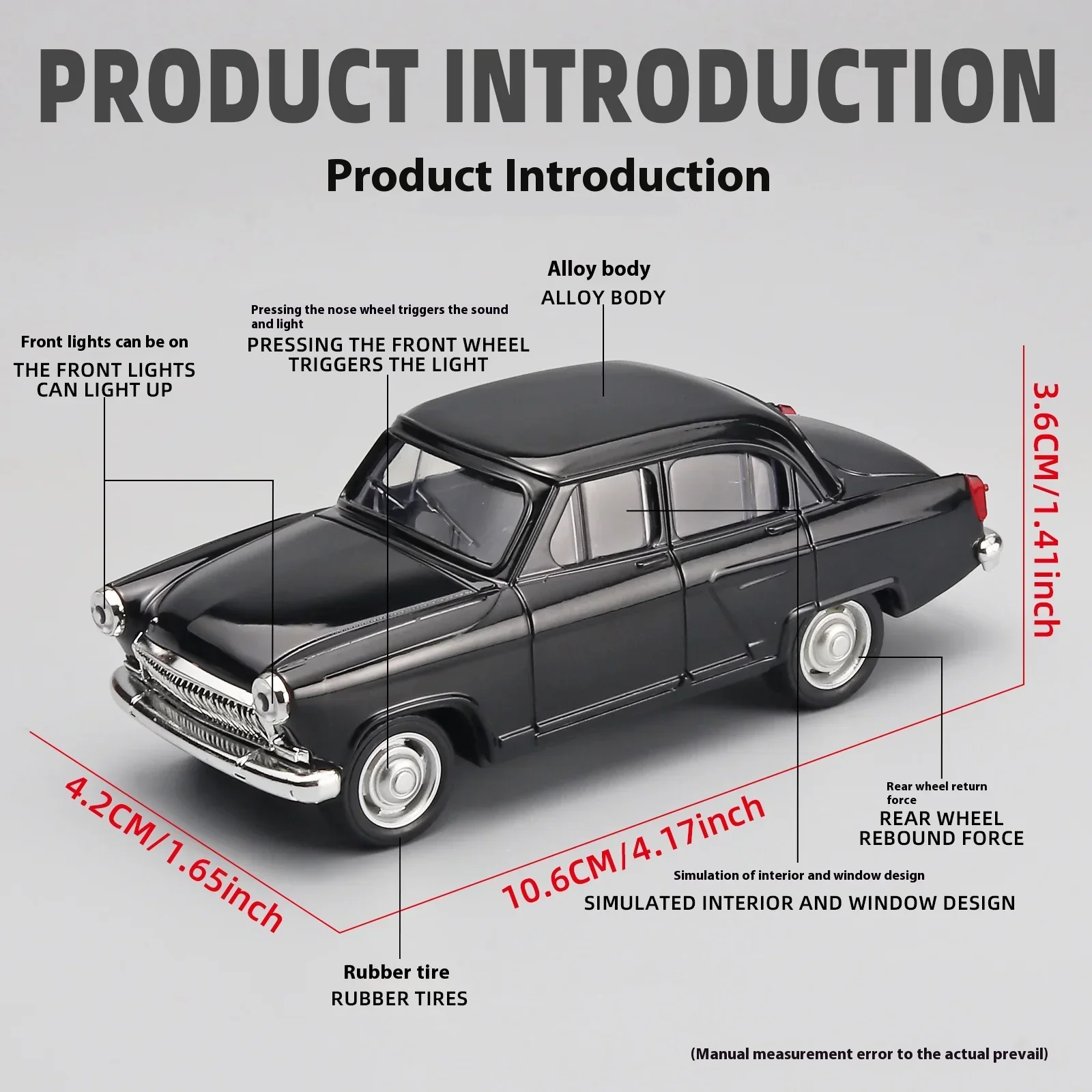 1:43 Volga GAZ-21 Alloy Metal Diecast Car Model Toy Car Model Desktop Decorations Gifts Collect Hobby Gifts Classic Vehicle Boys