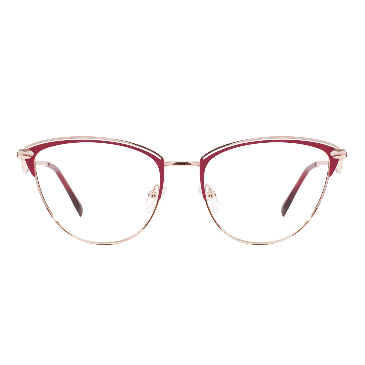 Metal Large Women Cat Eye Glasses Frame Red Big Square Kitten Luxury Stylish Spectacle For Optical Prescription Lenses