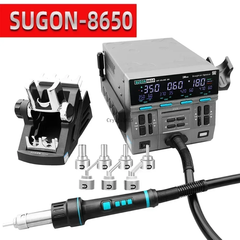 SUGON 8650 2024 1300W Hot Air 3 Mode Digital Display Intelligent BGA Rework Station For PCB Chip Repair Tool