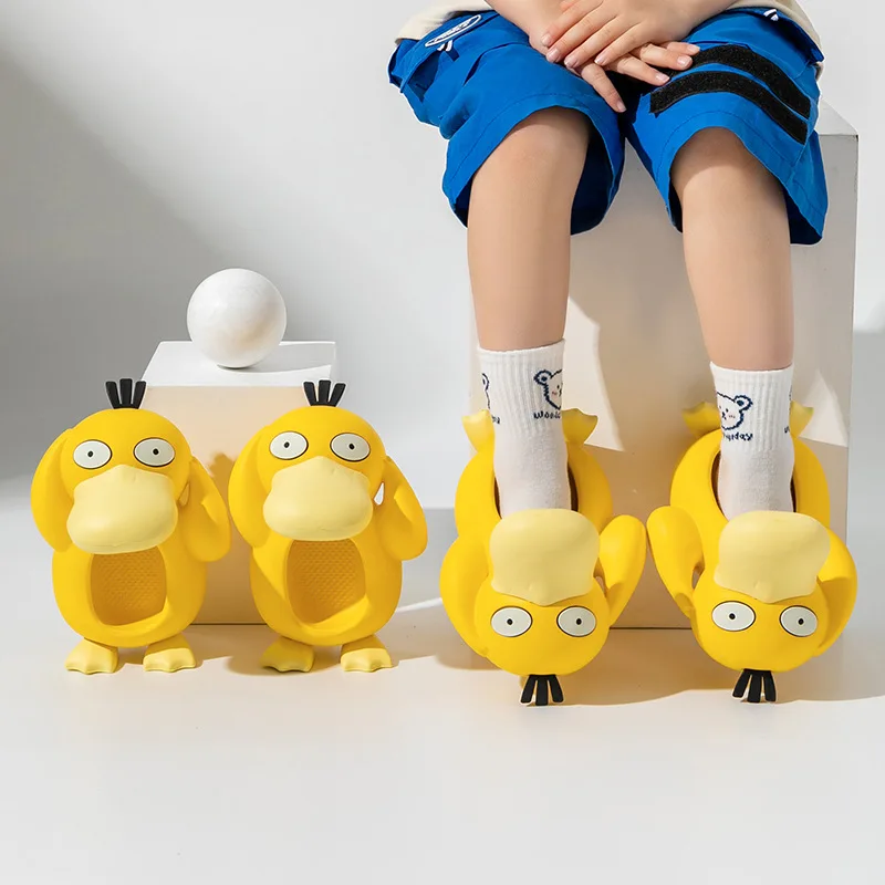 Pokemon Anime Psyduck Pikachu Summer Children\'s Slippers Cartoon Anti-skid Indoor Shoes Home Bathroom Beach Sandals Kawaii Gifts