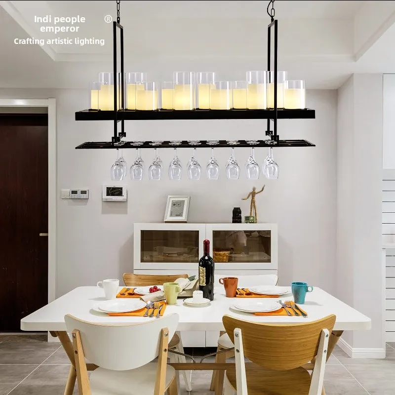 Creative Nordic bar chandelier post-modern light luxury restaurant lamp decoration bar front desk long candlestick wine glass