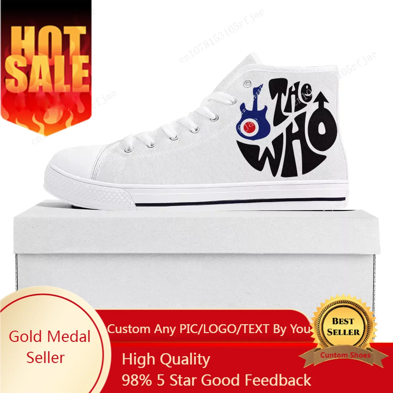 

The Who Pop Rock Band High Top High Quality Sneakers Mens Womens Teenager Canvas Sneaker Casual Couple Shoes Custom Shoe White