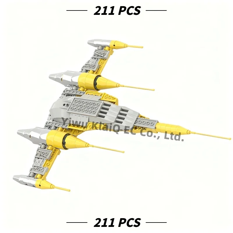 MOC Sleek Galactic Royal Interceptor Starship Building Blocks Set 211Pcs, Sci-Fi Fighter Vehicle Bricks
