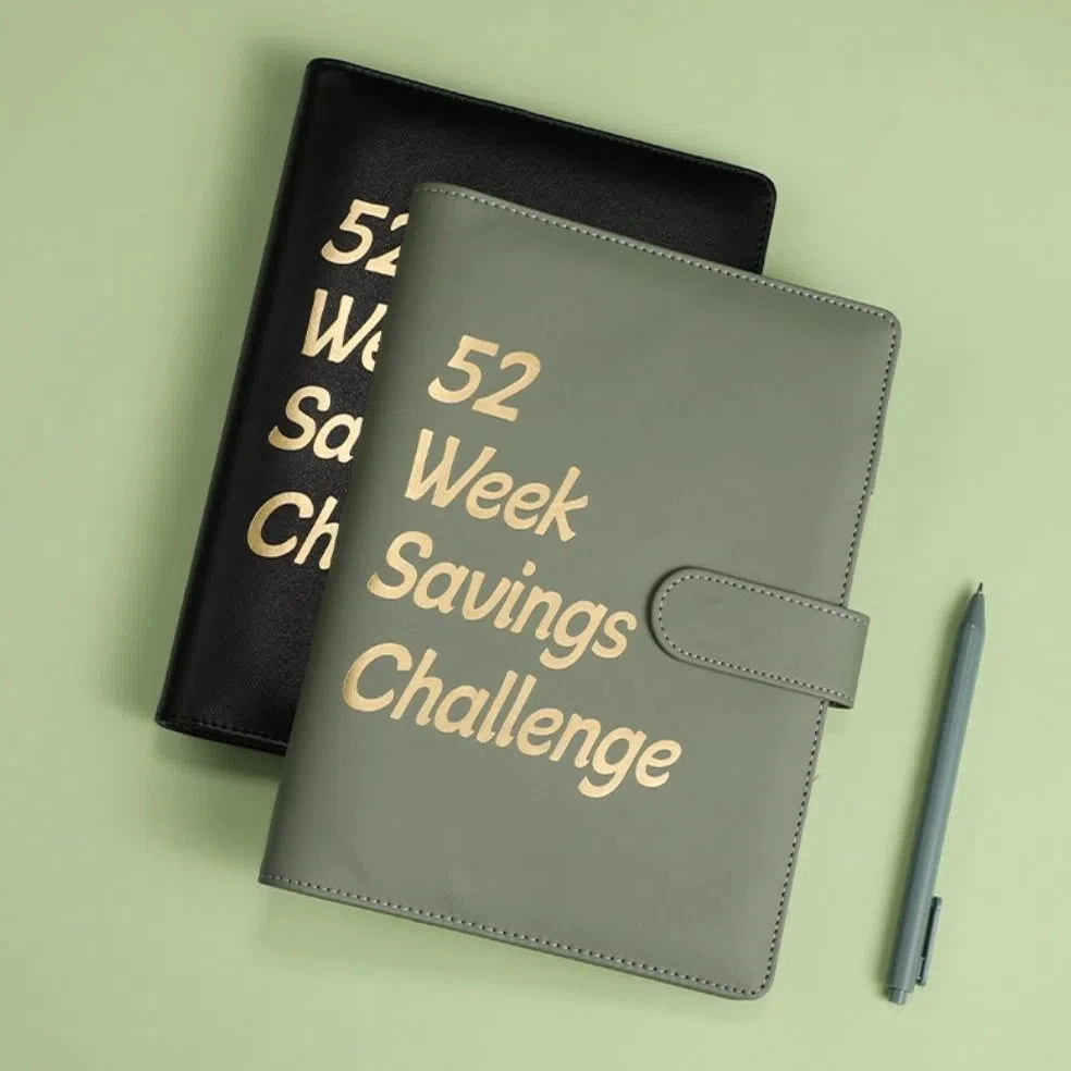 

PU Money Saving Binder Cash Envelopes Colorful Mini Budget Binder 52 Week Waterproof Savings Challenges Book