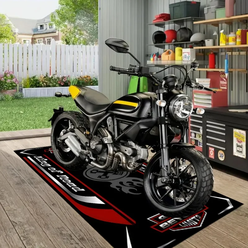 King of Road Motorcycle Long Runner Rug Non‑Slip Floor Mat Motorbike Display Carpet Garage Workshop Home Decor Doormat For Biker
