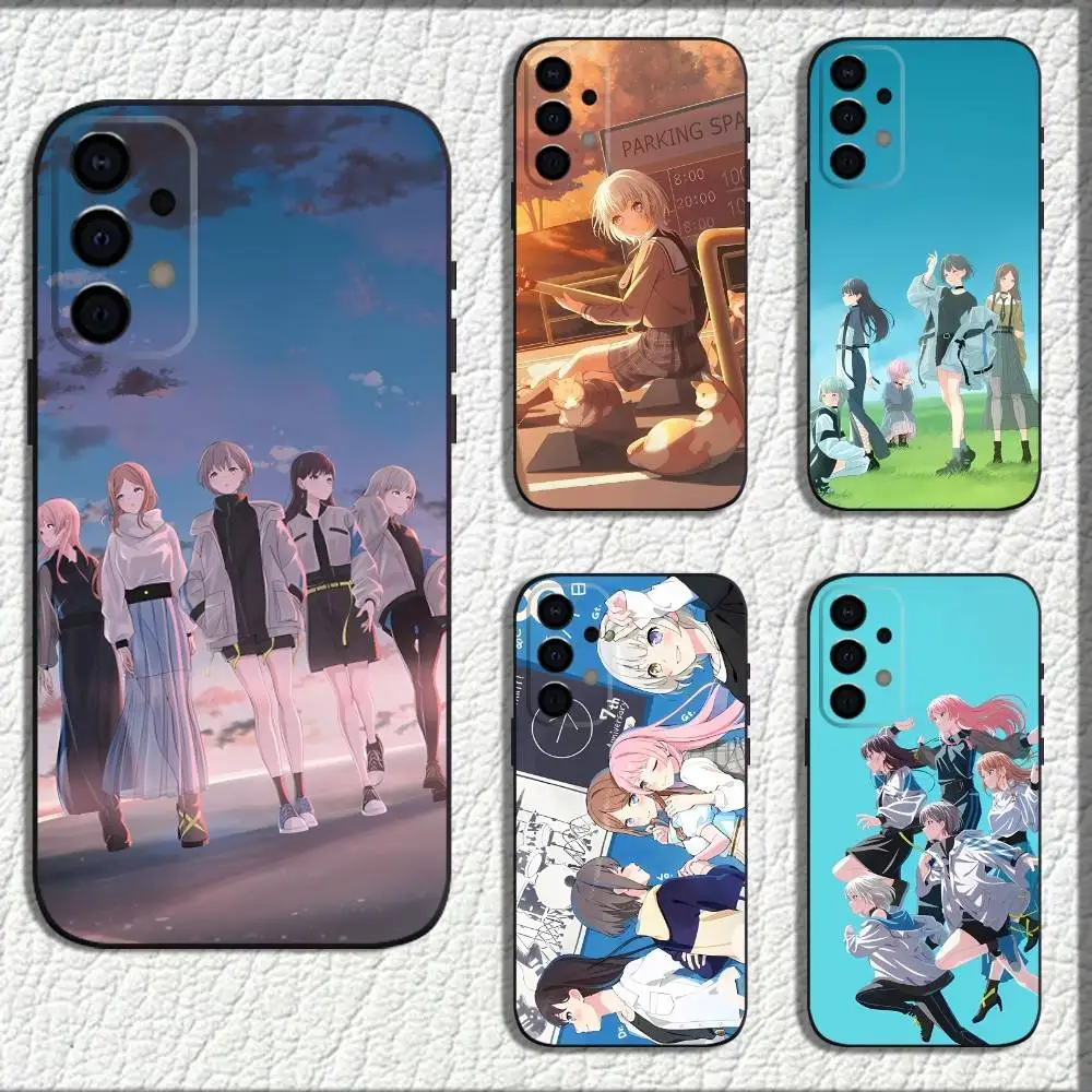 B-BanG Cartoon Dream MyGO حافظة لهاتف سامسونج جالاكسي A73,72,71,A52,51,40,41,A22,A32,31,A13,12,Note20 غلاف أسود ناعم