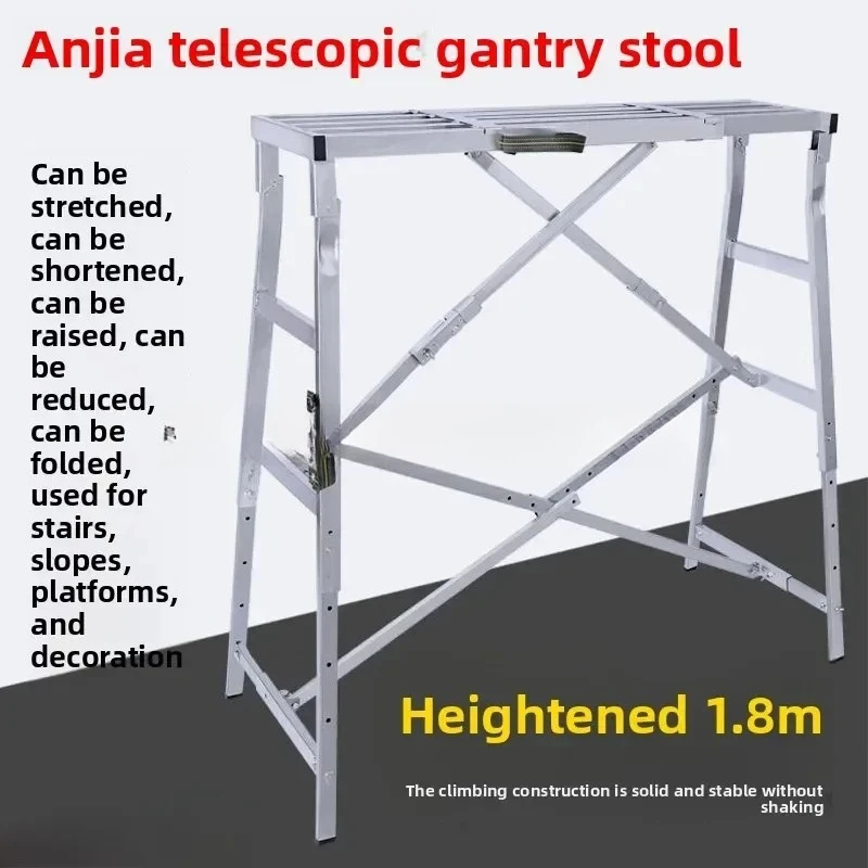 Foldable Thickened Long and Short Telescopic Horse Stool Adjustable Mobile Putty Scraping Platform Ladder