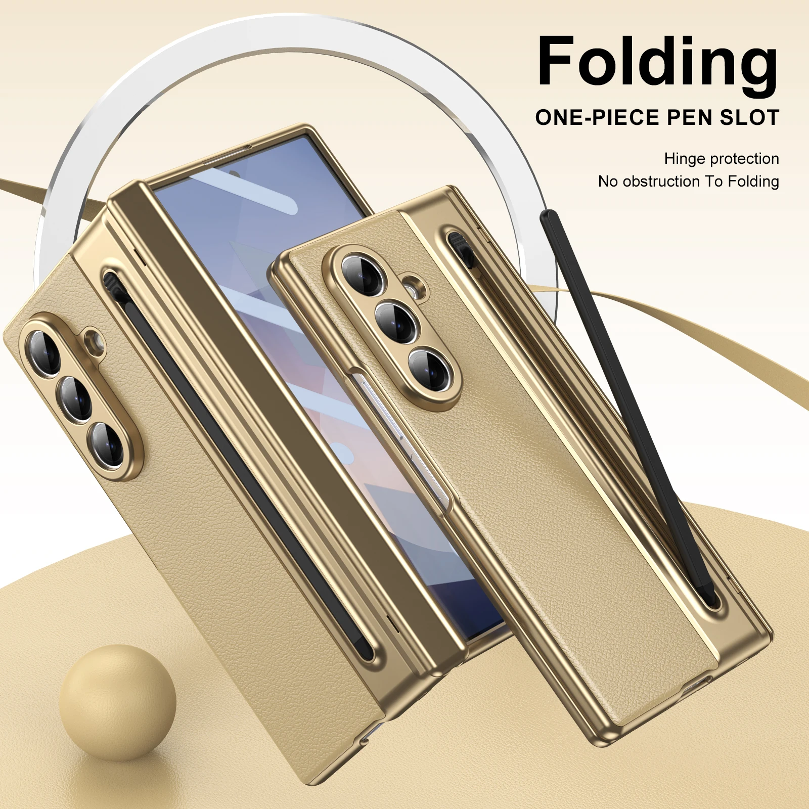 For Samsung Galaxy Z Fold 6 CASE Pen Slot Phone Case Anti-Drop Glass Front Film Simple Funda Shell Hinge Protection Covers