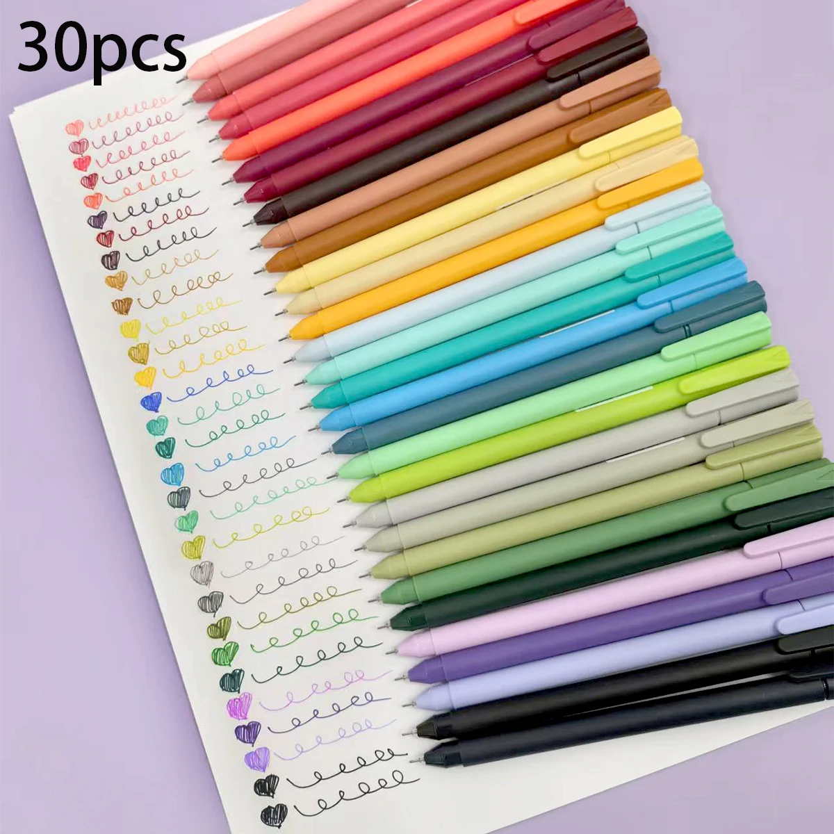 

30pcs Morandi Color Gel Pens Set, 0.5mm Fine Point Colored Pens, Smooth Writing Pens for Journaling, Note Taking