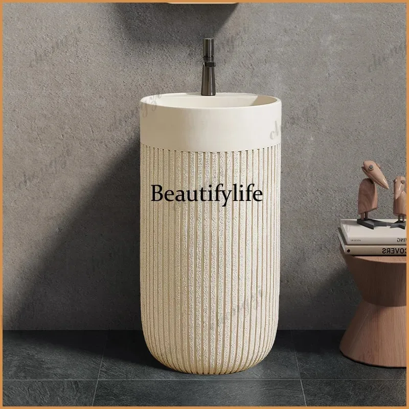 K153  designer column basin floor-to-ceiling integrated art wash basin personalized creative travertine home wash table