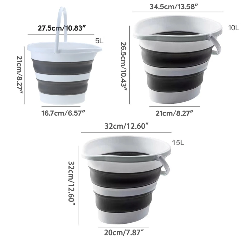 Collapsible Water Bucket Foldable Round Tub for House Cleaning Space Saving Outdoor Waterpot for Garden Portable Dropship